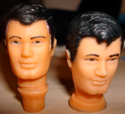 Ledy heads, Shazam (left), Superman (right), face is same, hair is different