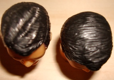 Ledy heads, Shazam (left), Superman (right), notice hair on top